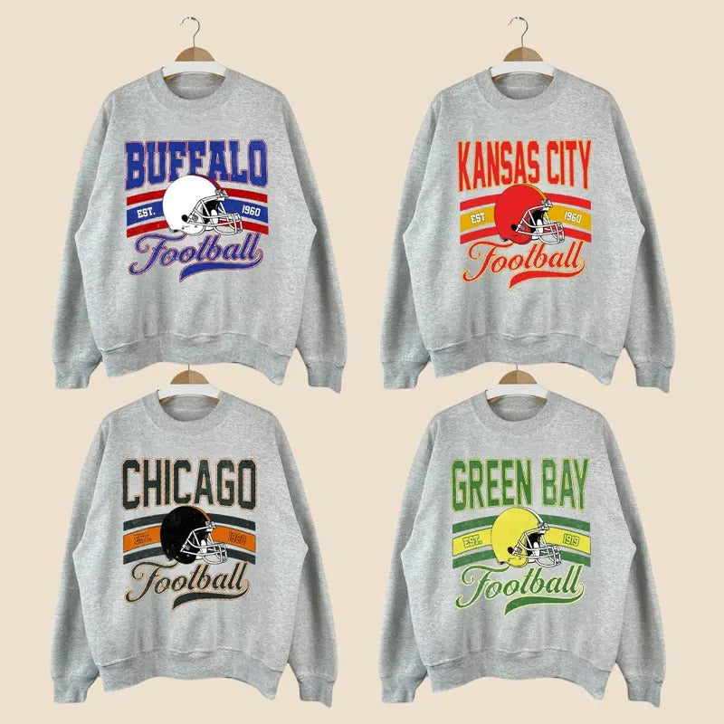 Vintage Football Team Sweatshirt - Unisex Crewneck Sports Gift for Men & Women sport graphic T-Shirts, Hoodie