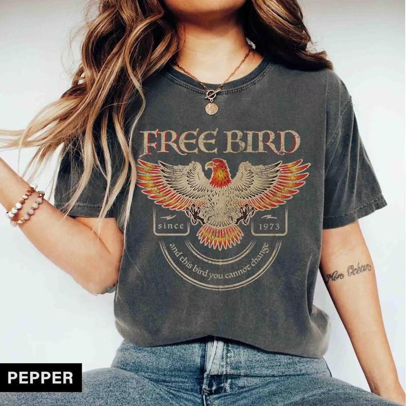 Vintage Freebird Tee, Retro Freebird Shirt Top Womenswear Underwear Comfort Streetwear Tshirt Summer Crewneck Hoodie,...