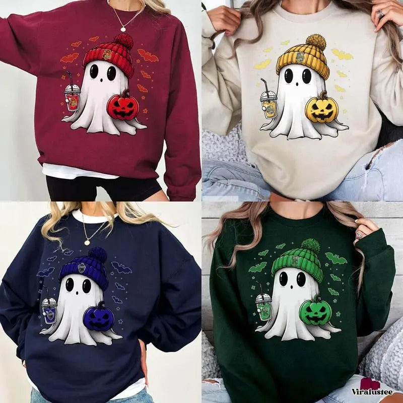Vintage Ghost Cute Halloween H0gwarts House Shirt, Sweatshirt, Hoddie Hoodie | RetroVerseTees.com