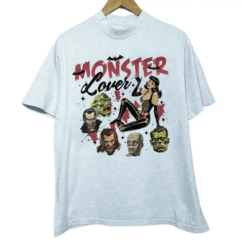 Vintage Halloween Horror T-Shirt, Halloween Horror Monsters Lovers T-shirt, Spooky Season Shirt Menswear Top Hoodie,...