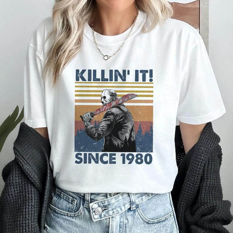 Vintage Jason Voorhees Killin' It Since 1980 T Shirt Jason Voorhees Friday 13th Shirt Halloween Movie Shirt Horror...