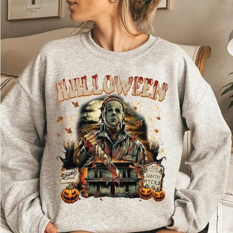 Vintage Michael Myers Halloween Sweatshirt, Halloween Horror Movie Shirt, Trending K1ller Character Halloween Crewneck...