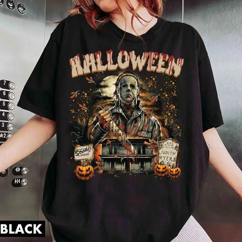 Vintage Michael Myers Halloween T-shirts, Halloween Horror Movie Shirt, K1ller Character Halloween T-shirt for men and...