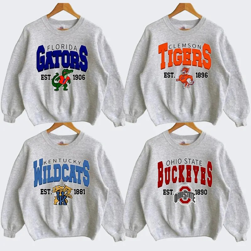 Vintage NCAA Inspired Graphic Ash Grey Sweatshirt, Vintage Sweatshirt All Teams NCAA, Classic Sport Sweatshirt, Gifts For...