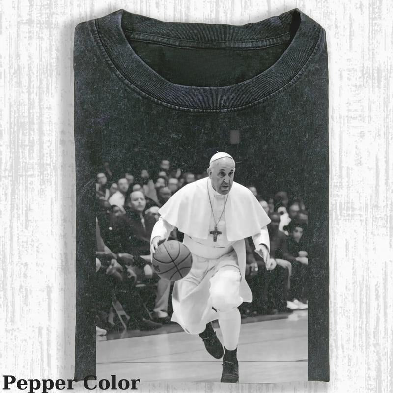 Vintage Papa Francis Playing Basketball Tshirt, RIP Papa Francis T-Shirt  Memorial Tribute Tee, Pope Francisco Vintage...