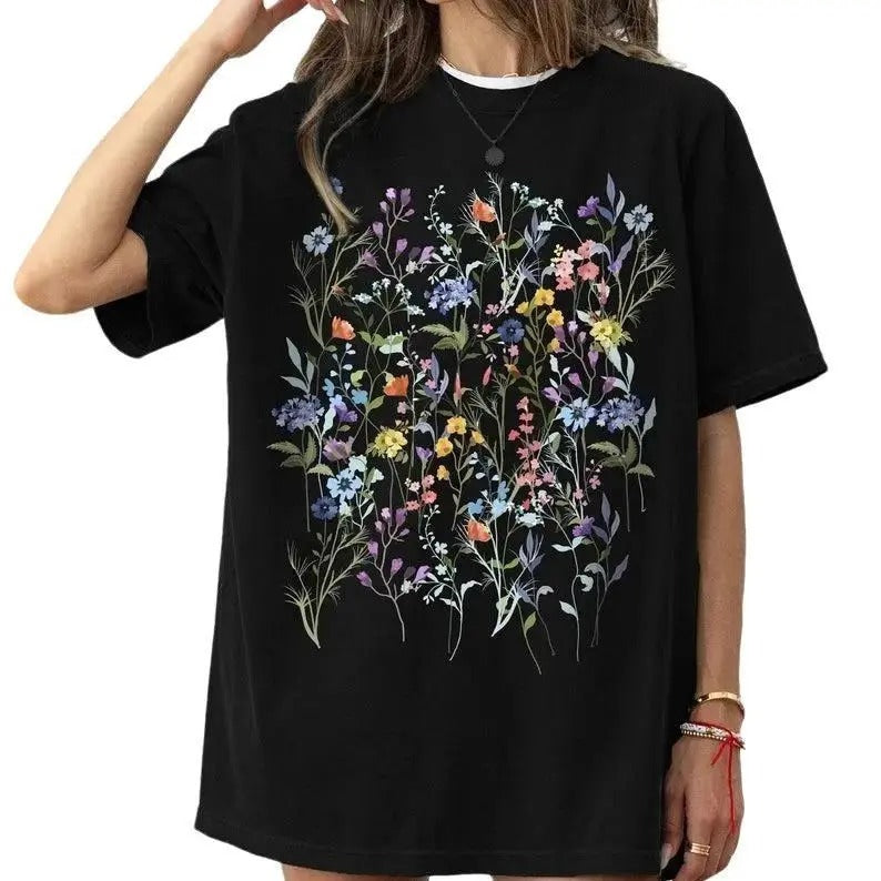 Vintage Pressed Flowers Tshirt, Boho Cottagecore Shirt, Botanical Floral Tee, Wildflowers Sweatshirt, Streetwear Spring...