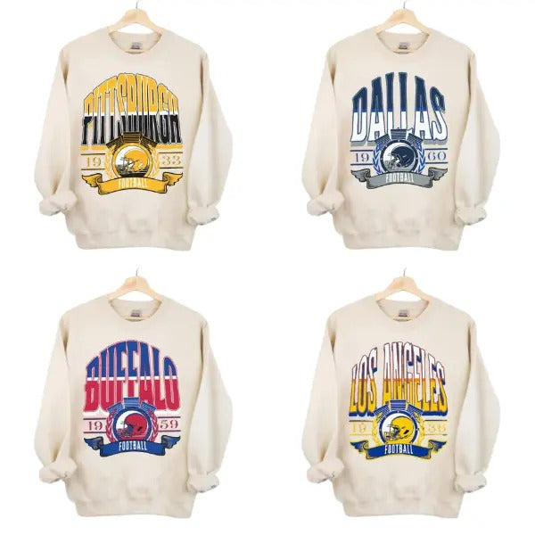 Vintage Sand Football Sweatshirt - Classic Sportswear for All Team Fans T-Shirts, Hoodie | RetroVerseTees.com