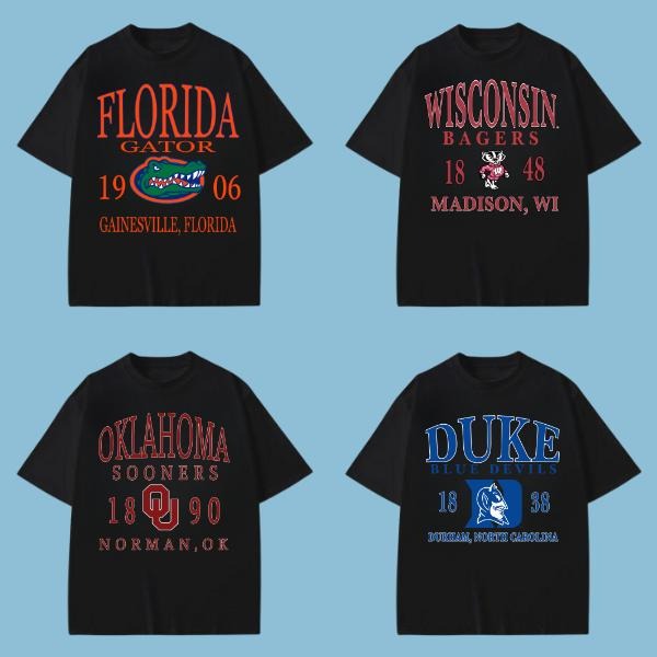 Vintage Sport Teams NCAA Collection Unisex Crewneck Black T-shirt, Graphic Team Collection T-shirt, Gift For NCAA Fan...