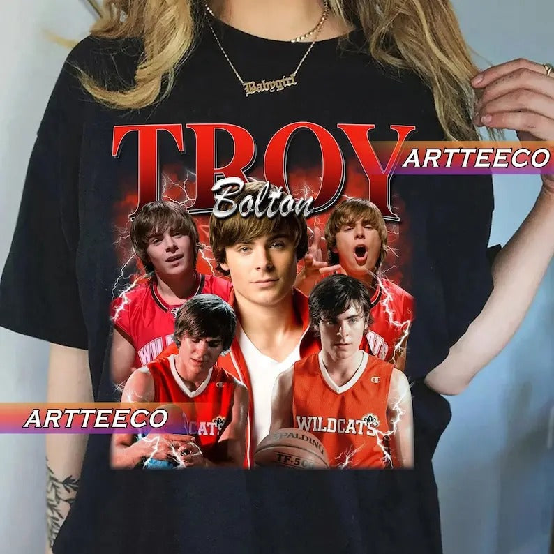 Vintage Troy Bolton Shirt, Troy Bolton T-Shirt, Troy Bolton Homage Tv Sweatshirt Hoodie | RetroVerseTees.com