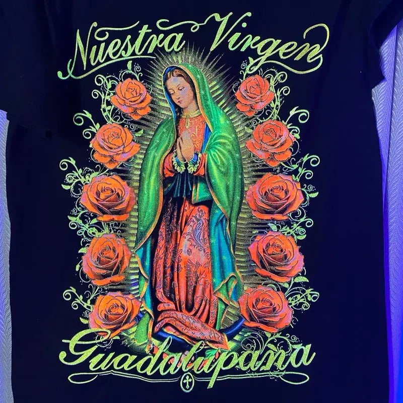 Virgencita doble vista T-shirt Man Tshirt Shortsleeve Hoodie, Sweatshirt | RetroVerseTees.com