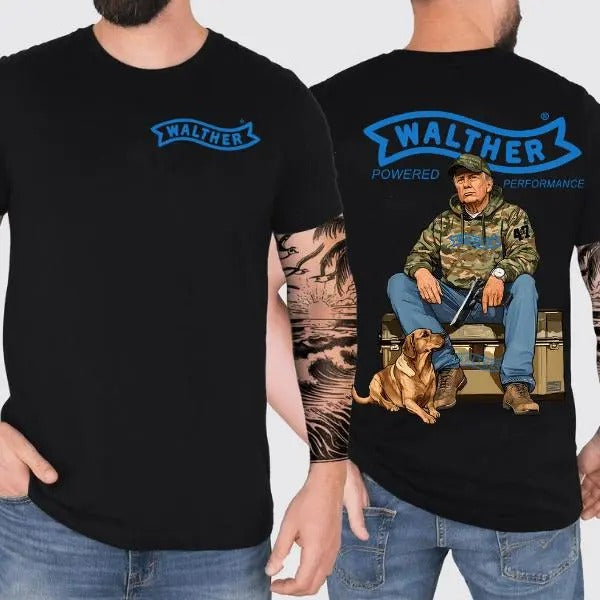 Walther Trump Hunting 2 Sided TShirt, Gun Lover, Tactical Gear, Unisex Short Sleeve Casual Cotton, Casual Top Menswear,...