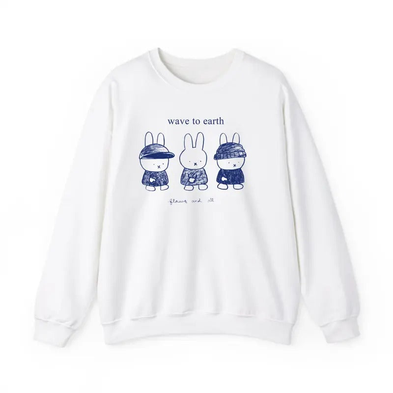 Wave To Earth Miffy Sweatshirt Music Fan Cartoon Rabbit Graphic Unisex Meme Sweatshirt T-Shirts, Hoodie | RetroVerseTees.com