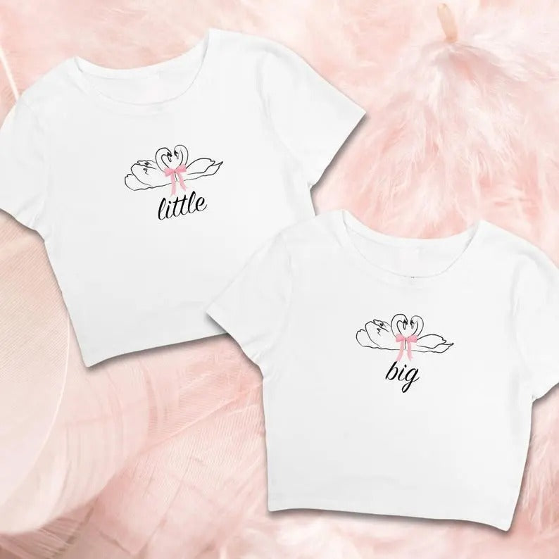We Should Stick Together Big & Little Baby Tee, Swan Bird Feather Aesthetic Sorority Reveal, Trendy Family Baby Tee, Gift...