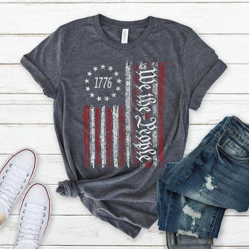 We The People Shirt, Patriotic Shirts For Women Man, Vintage USA Flag Shirt, 1776 Flag T-Shirt, History Shirt, Labor Day...