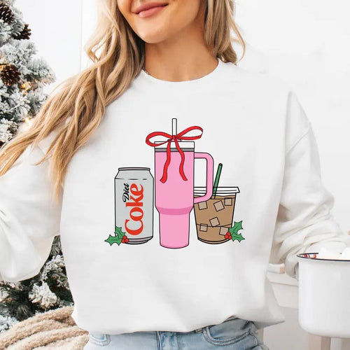 'We're Girls' Holiday Drinks Crewneck Sweatshirt Pullover T-Shirts, Hoodie | RetroVerseTees.com