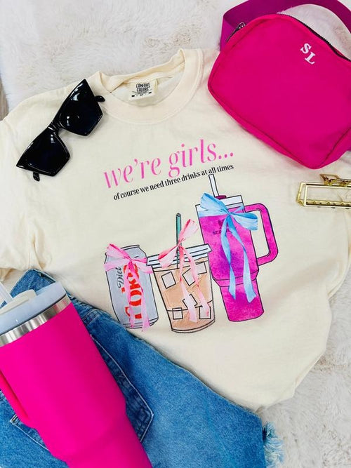 'We're Girls Bow Drinks' T-Shirt Hoodie, Sweatshirt | RetroVerseTees.com