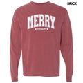 White Varsity Merry Christmas Long Sleeve Comfort Colors T-Shirt 'NLB' Hoodie, Sweatshirt | RetroVerseTees.com