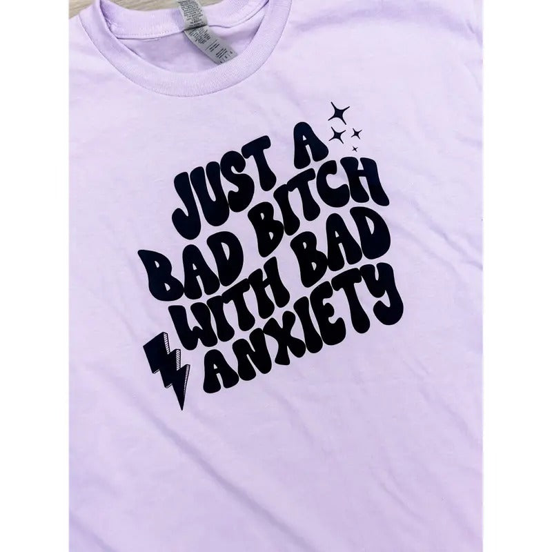With Bad Anxiety Graphic Tee Hoodie, Sweatshirt | RetroVerseTees.com