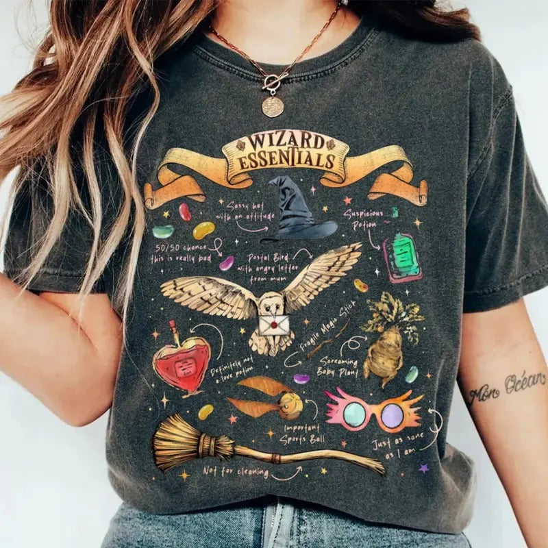 Wizard Essenntialss Shirt, Wizarding World Tshirt For Fan, Halloween Fall Season Tee, Gift For Book Lover, Unisex Short...