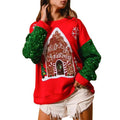 Women Christmas Sweatshirt, Long Sleeve Crew Neck Elk Print Hoodie Pullover for Casual Daily T-Shirts | RetroVerseTees.com