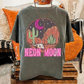 Women's Casual Neon Moon Graphic Tee Cotton Fabric style 02 Hoodie, Sweatshirt | RetroVerseTees.com