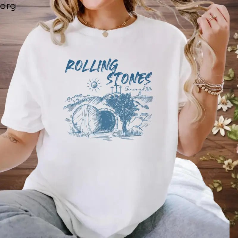 Women's Christian Easter T-shirt, He is Risen, Jesus Easter drg, Easter's Day, Retro Music Lover, Gifts Tee For Men...