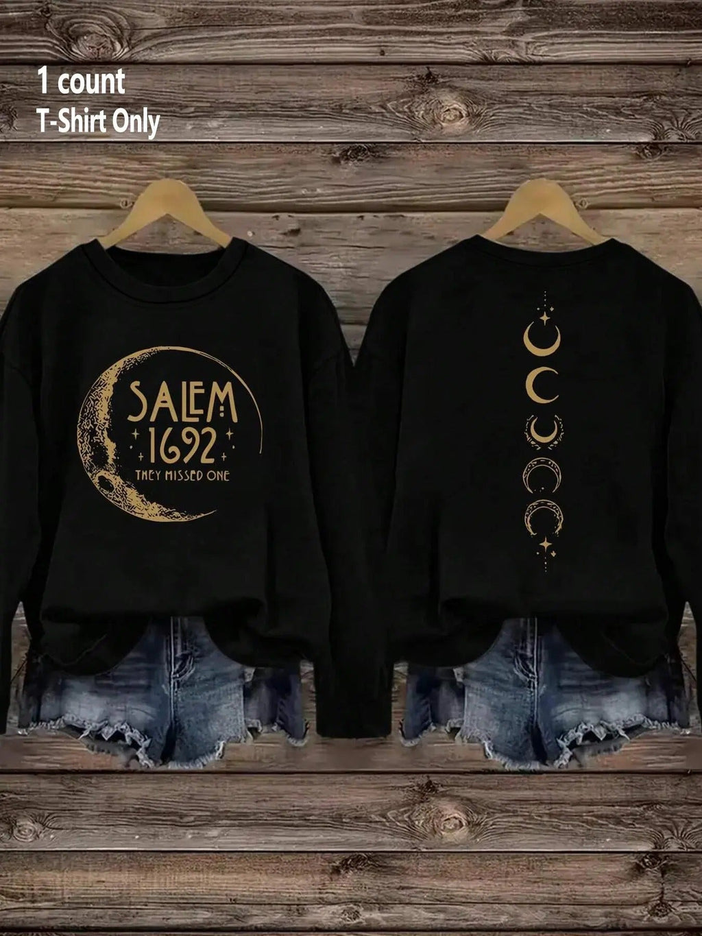 Women's Moon Print Drop Shoulder Sweatshirt, Casual Long Sleeve Round Neck Pullover for Fall & Winter, Ladies Clothes for...