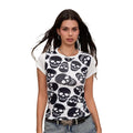 Women's Summer Slim Tops Short Sleeve Round Neck Skull Print Rhinestone T-shirts Womenswear Check Hoodie, Sweatshirt