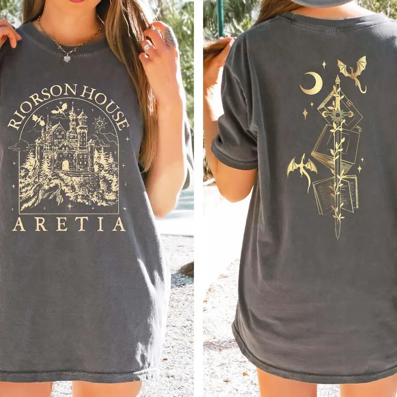 Xaden Riorson House Comfort Colors Shirt, Iron Flame Shirt, Dragon Rider 2-Sided Shirt, Violet Sorrengail, Bookish Gifts...