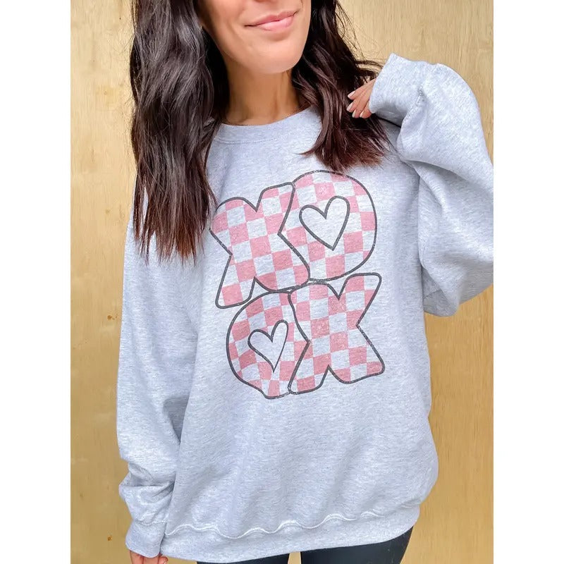 XoXo Checkered Graphic Top T-Shirts, Hoodie, Sweatshirt | RetroVerseTees.com