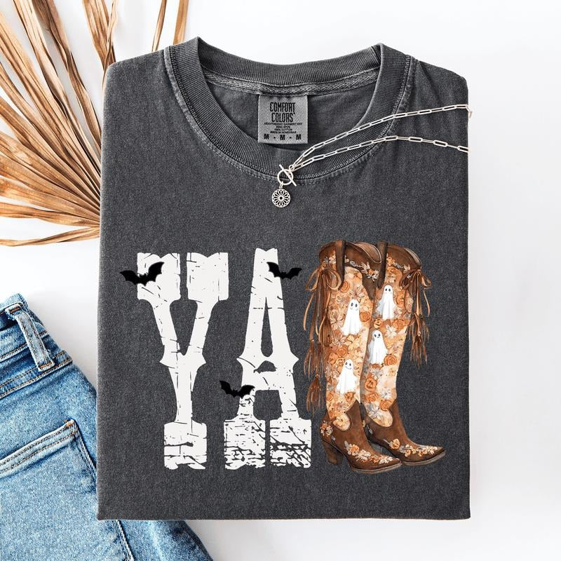 Y'all, Cowboy Boots, Western, Halloween, Autumn, Fall, Comfort Colors T-Shirt Hoodie, Sweatshirt | RetroVerseTees.com