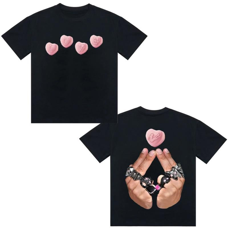 Y2K Hand Sign Love Tshirt Graphic Tee Cotton Unisex Top Streetwear Hoodie, Sweatshirt | RetroVerseTees.com