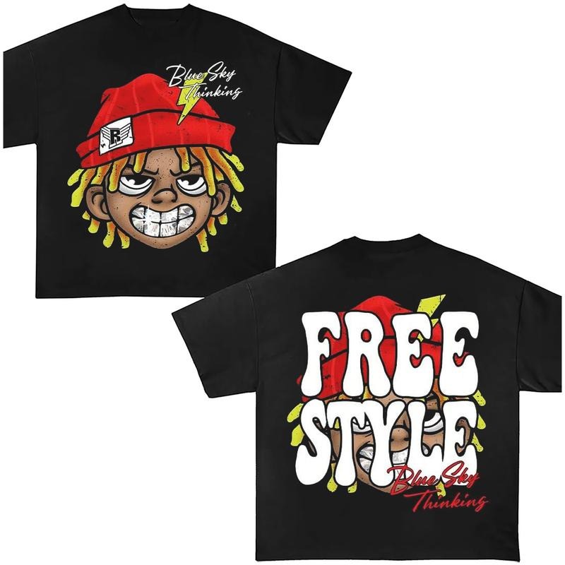 Y2k Clothing Big Face Free Style Graphic Tees Oversized Top Shirt Streetwear Hoodie, Sweatshirt | RetroVerseTees.com