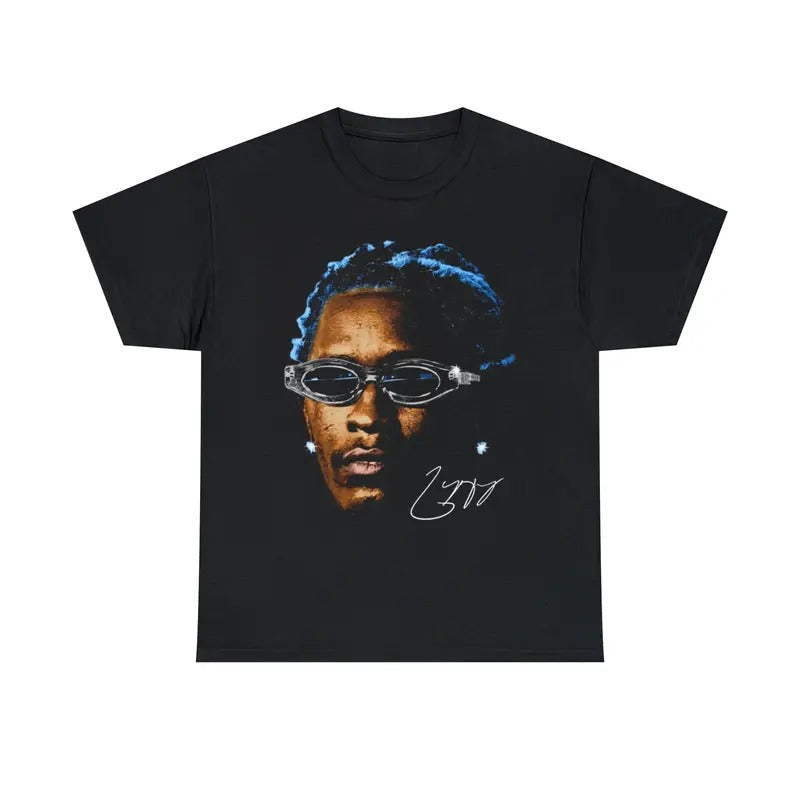 YOUNG THUG T-SHIRT, Rap Tee Concert T-Shirt, Kanye Thugger Lil Baby Blue Rare Hip Hop Graphic T-Shirt, Vintage Unisex...
