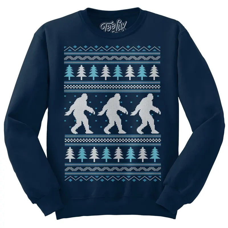 Yeti Christmas Crewneck Sweatshirt - Navy T-Shirts, Hoodie | RetroVerseTees.com