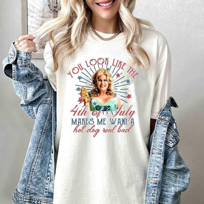 You Look Like The 4th Of July Makes Me Want A Hot Dog Real Bad  Shirt, Funny 4th Of July Gift Shirt Hoodie Sweatshirt...