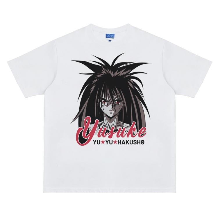 Yu Yu Hakusho "Hiei" Vintage Oversized Tee Anime T-shirt 100% Cotton Original Design Men's Top for Fans Menswear Tshirt...