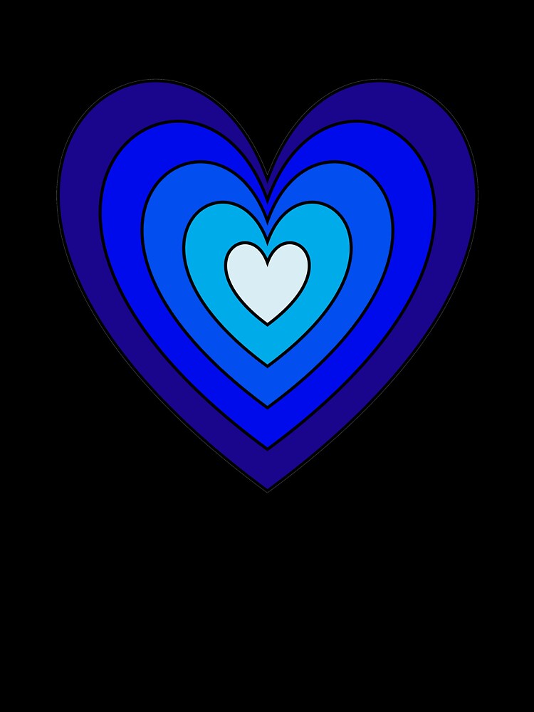 Blue Aesthetic Retro Y2K Layered Heart in Heart lined by Aesthetic Crew