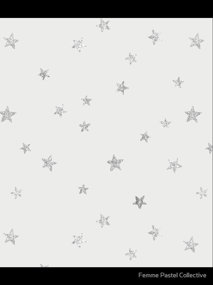 Pretty Y2K Glitter Stars Design in Silver by Femme Pastel Collective