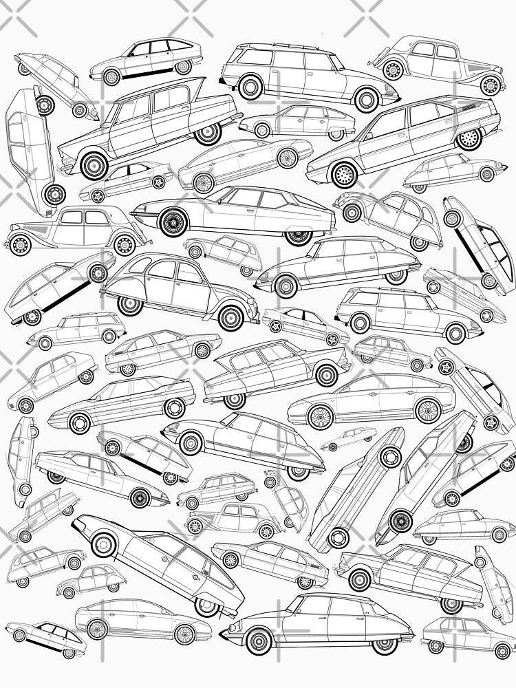Jumbled up Classic Ci troen Cars by RJWautographics