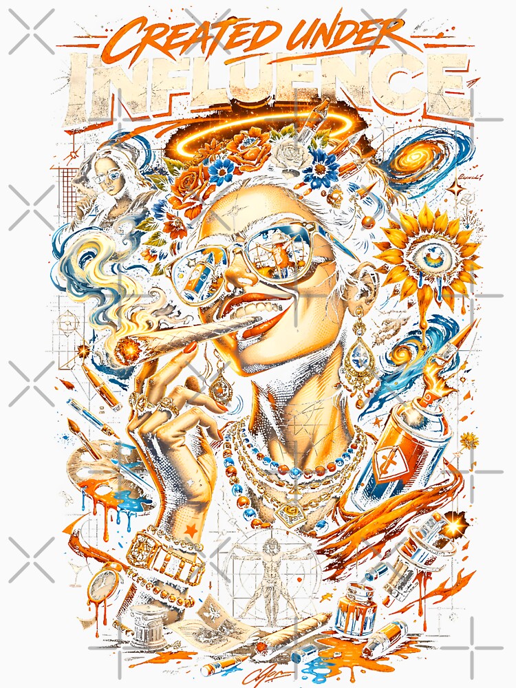 Created Under Influence Streetwear – Psychedelic Artist Graphic, Funny Stoner Art Urban Design by WAUZ