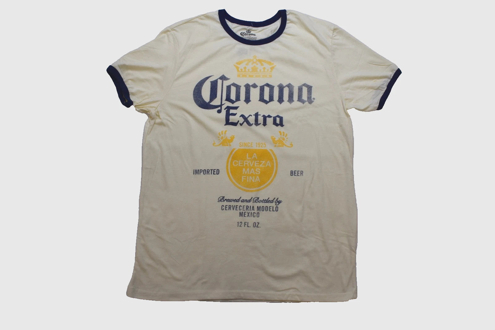 Corona Extra Vintage Graphic Ivory Mens Ringer Shirt NWT XL