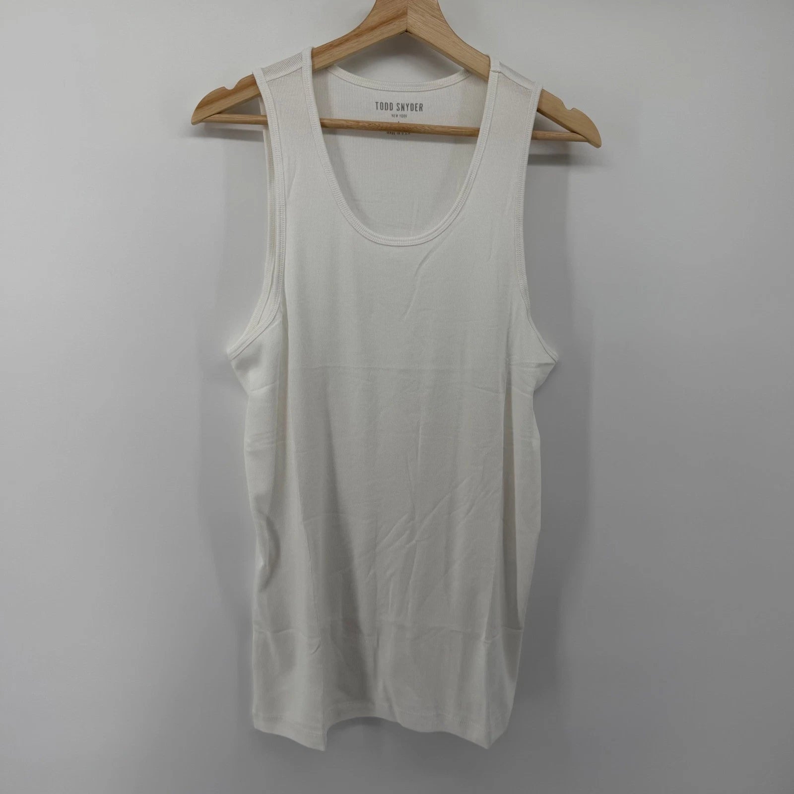 Todd Snyder Tank Top Mens L White Ribbed Tank Top KN1270422 Pima Cotton Modal