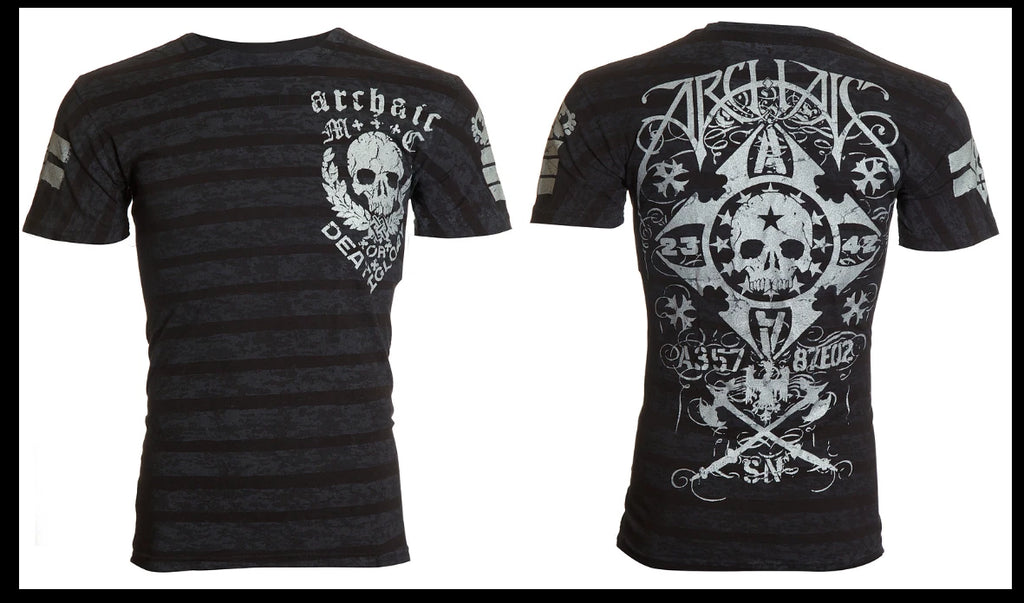 ARCHAIC by AFFLICTION Black MOON COMA Short Sleeve Slim Fit Y2K T-shirt NWT