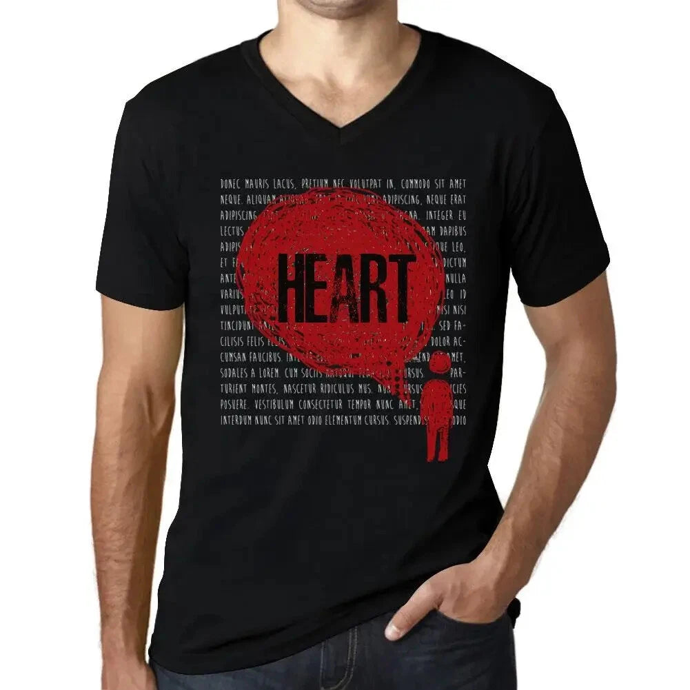 Men's Graphic T-Shirt V Neck Thoughts Heart Eco-Friendly Limited Edition