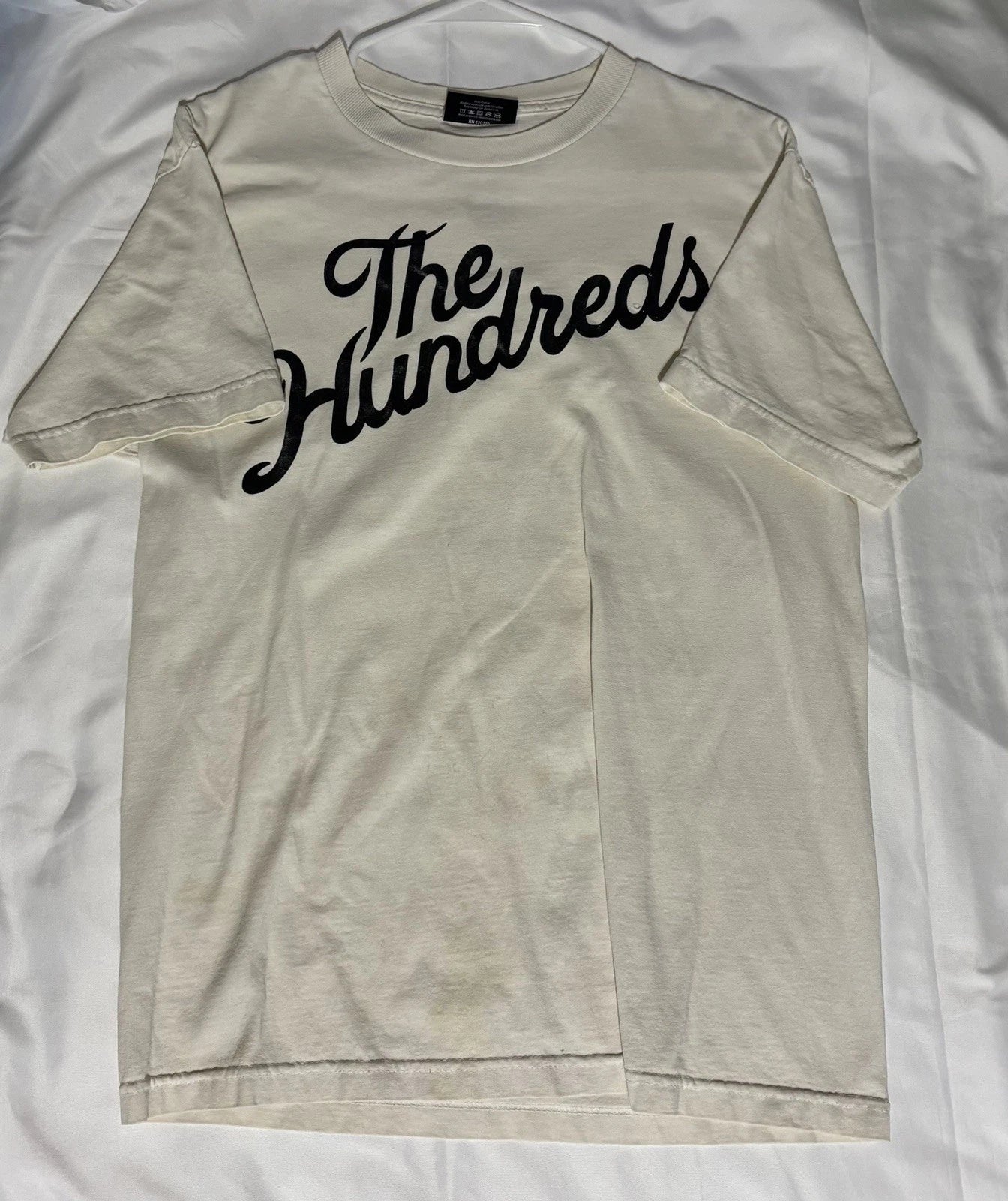 THE HUNDREDS MENS SIZE M WHITE FOREVER SLANT SCRIPT T-SHIRT VINTAGE