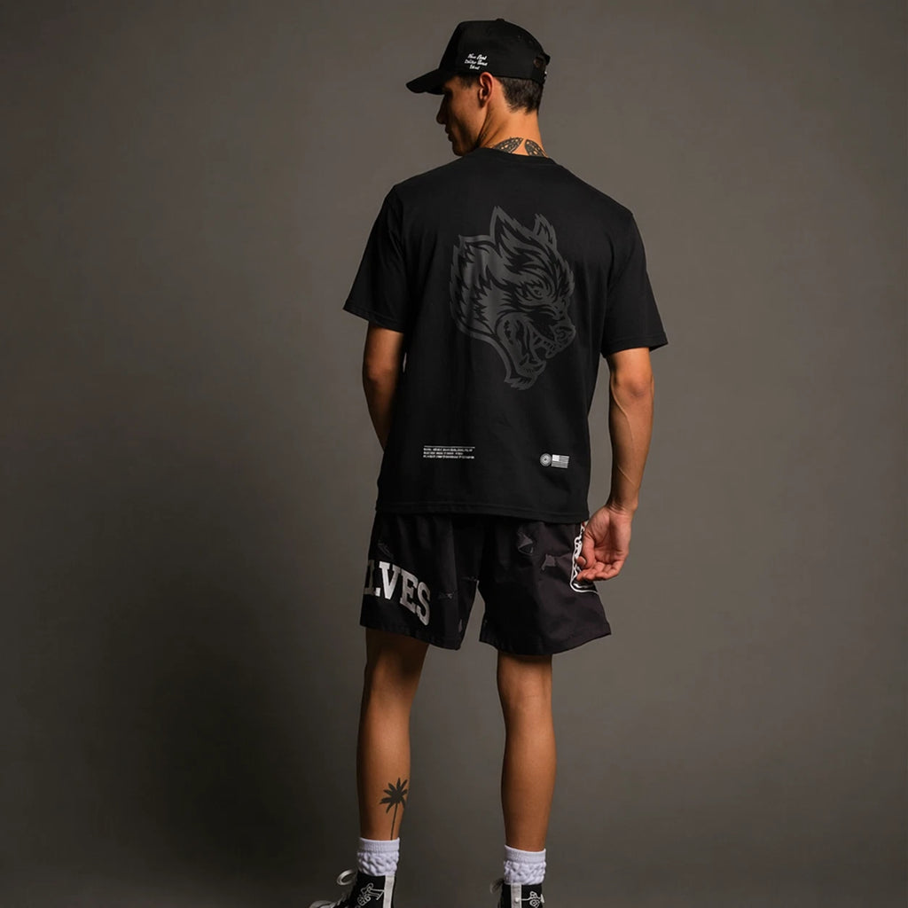 Men's Cotton Wolf Head Printed Sports Casual Short Sleeved Oversized T-shirt