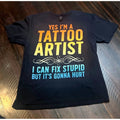 Gildan Graphic Tee Men Large Black Excellent Tattoo Artist Sarcastic Humor Shirt