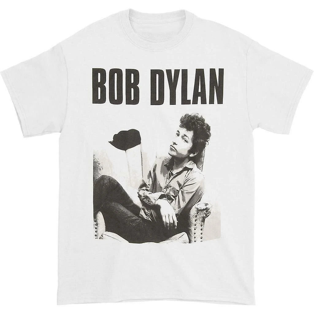 Mens T-shirt Bob Dylan Sitting White