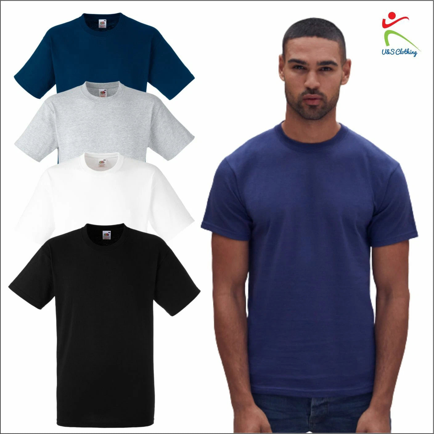 Fruit of the Loom Mens Heavy Cotton T-Shirt Classic Fit Plain T Casual Tee Shirt